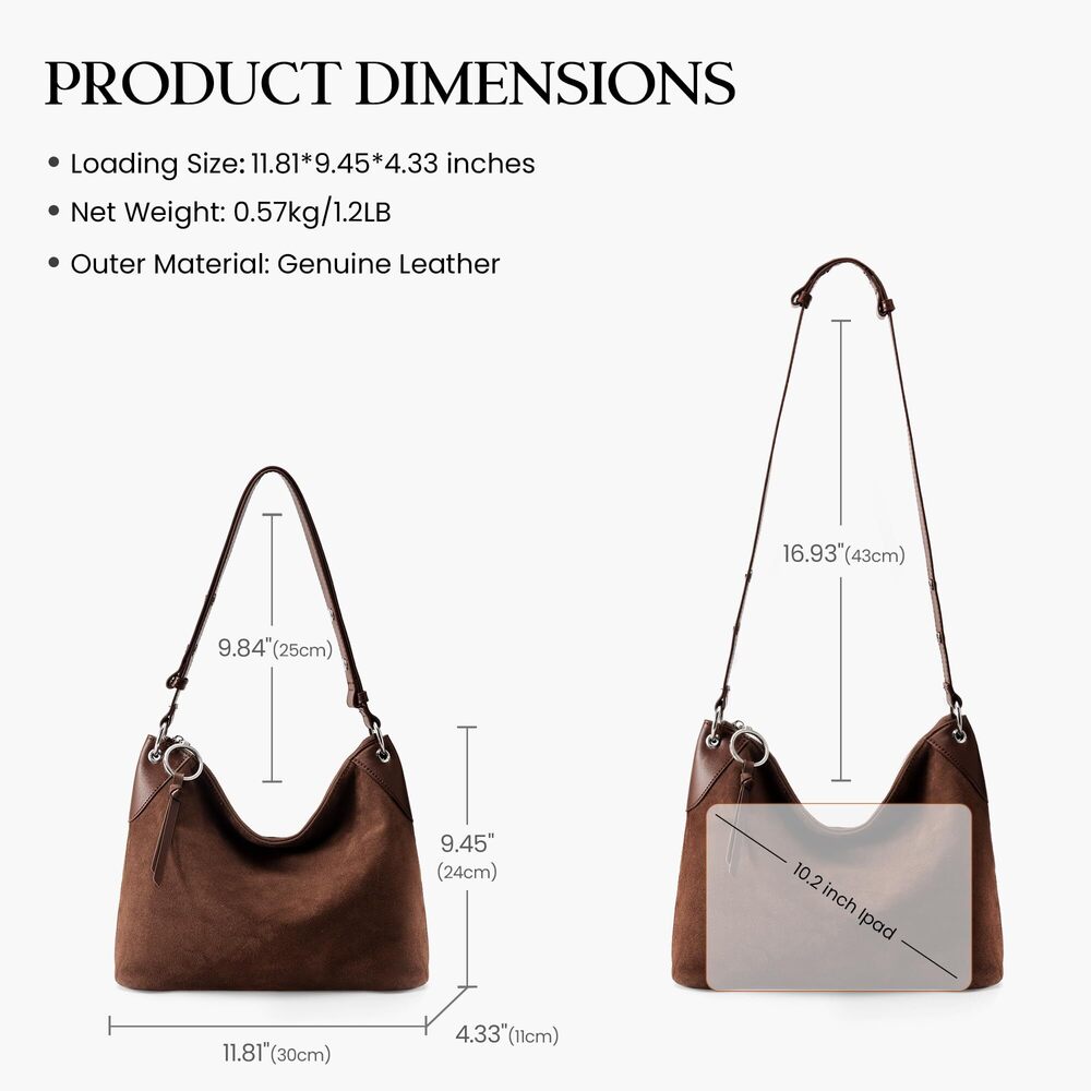 7802 Leather Hobo Bags ,Soft Real Leather Hnadbags Shoulder Bag Everyday - Picture 5 of 6